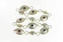 Load image into Gallery viewer, Sterling Silver Black Onyx Southwestern Stamped Oval Belt 36.5&quot;