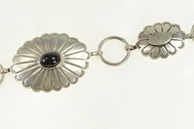 Load image into Gallery viewer, Sterling Silver Black Onyx Southwestern Stamped Oval Belt 36.5&quot;