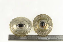 Load image into Gallery viewer, Sterling Silver Southwestern Black Onyx Stamped Oval Belt Loop Set