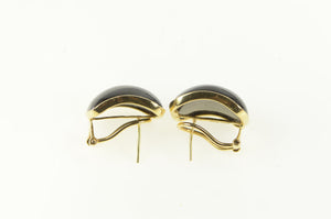 14K 1960's Vintage Curved Black Onyx Earrings Yellow Gold