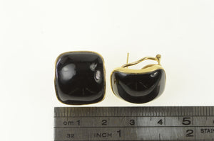 14K 1960's Vintage Curved Black Onyx Earrings Yellow Gold