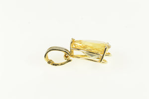 14K Pear Citrine Diamond Vintage Statement Pendant Yellow Gold