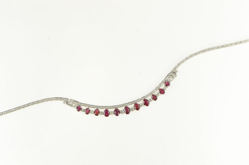 18K 10 Ctw Ruby Diamond Statement Necklace 16.5