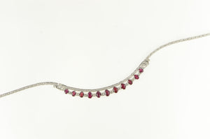 18K 10 Ctw Ruby Diamond Statement Necklace 16.5" White Gold