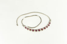 Load image into Gallery viewer, 18K 10 Ctw Ruby Diamond Statement Necklace 16.5&quot; White Gold
