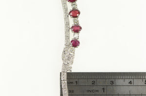 18K 10 Ctw Ruby Diamond Statement Necklace 16.5" White Gold