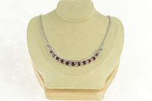 Load image into Gallery viewer, 18K 10 Ctw Ruby Diamond Statement Necklace 16.5&quot; White Gold