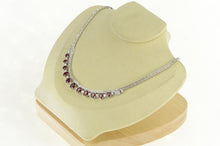 Load image into Gallery viewer, 18K 10 Ctw Ruby Diamond Statement Necklace 16.5&quot; White Gold