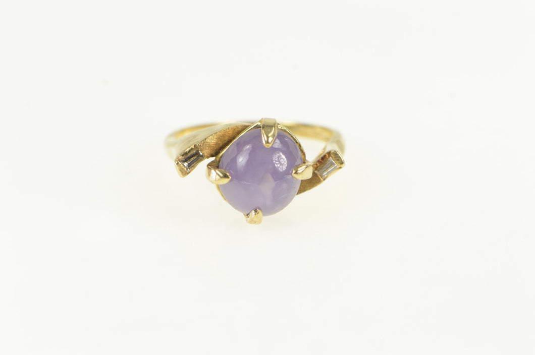 14K 4.10 Ctw Star Sapphire Diamond Retro Ring Yellow Gold