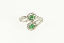 Load image into Gallery viewer, 14K 1.45 Ctw Emerald Diamond Halo Bypass Ring White Gold