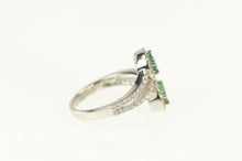 Load image into Gallery viewer, 14K 1.45 Ctw Emerald Diamond Halo Bypass Ring White Gold