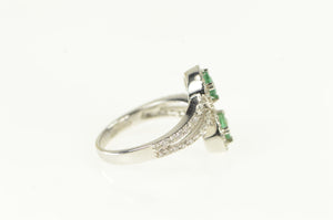 14K 1.45 Ctw Emerald Diamond Halo Bypass Ring White Gold