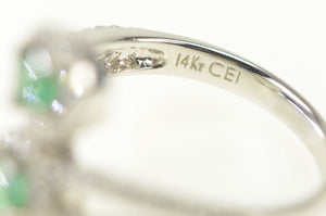 14K 1.45 Ctw Emerald Diamond Halo Bypass Ring White Gold