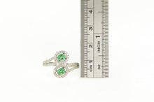 Load image into Gallery viewer, 14K 1.45 Ctw Emerald Diamond Halo Bypass Ring White Gold