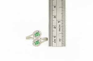 14K 1.45 Ctw Emerald Diamond Halo Bypass Ring White Gold