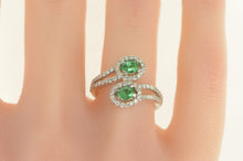 Load image into Gallery viewer, 14K 1.45 Ctw Emerald Diamond Halo Bypass Ring White Gold