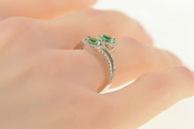 Load image into Gallery viewer, 14K 1.45 Ctw Emerald Diamond Halo Bypass Ring White Gold