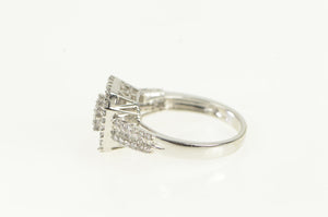 14K 1.00 Ctw Diamond Cluster Engagement Ring White Gold