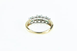 14K 0.63 Ctw 1950's Emerald Diamond Classic Ring Yellow Gold