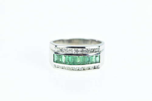 14K 2.40 Ctw Baguette Emerald Diamond Ring White Gold