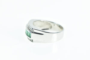 14K 2.40 Ctw Baguette Emerald Diamond Ring White Gold