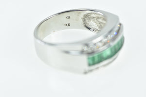 14K 2.40 Ctw Baguette Emerald Diamond Ring White Gold