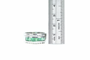 14K 2.40 Ctw Baguette Emerald Diamond Ring White Gold