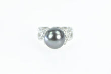 Load image into Gallery viewer, 14K Tahitian Pearl Diamond Statement Ring White Gold