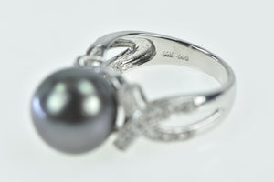 14K Tahitian Pearl Diamond Statement Ring White Gold