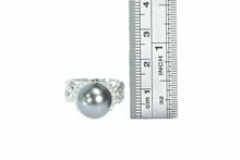 Load image into Gallery viewer, 14K Tahitian Pearl Diamond Statement Ring White Gold