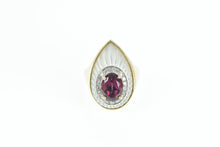 Load image into Gallery viewer, 14K Rubellite Mother of Pearl Diamond Planchette Ring Yellow Gold