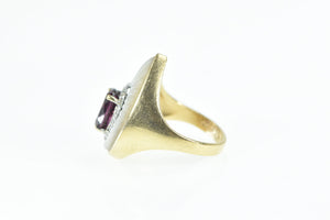 14K Rubellite Mother of Pearl Diamond Planchette Ring Yellow Gold