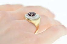 Load image into Gallery viewer, 14K Rubellite Mother of Pearl Diamond Planchette Ring Yellow Gold