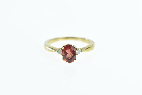 10K Oval Syn. Ruby Diamond Accent Vintage Ring Yellow Gold