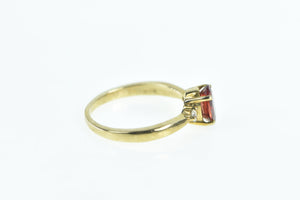 10K Oval Syn. Ruby Diamond Accent Vintage Ring Yellow Gold