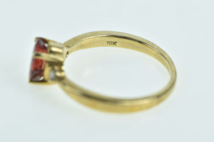 10K Oval Syn. Ruby Diamond Accent Vintage Ring Yellow Gold