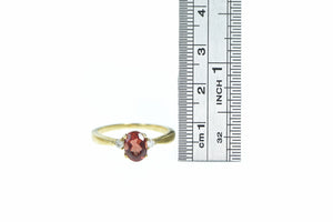 10K Oval Syn. Ruby Diamond Accent Vintage Ring Yellow Gold