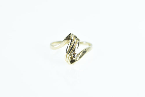 10K Diamond Wavy Vintage Statement Ring Yellow Gold