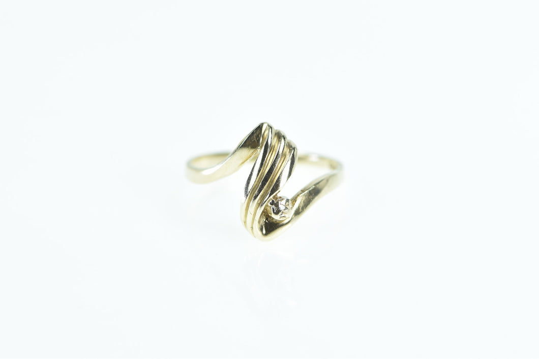 10K Diamond Wavy Vintage Statement Ring Yellow Gold