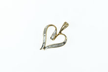 Load image into Gallery viewer, 10K Baguette Diamond Curvy Heart Love Pendant Yellow Gold