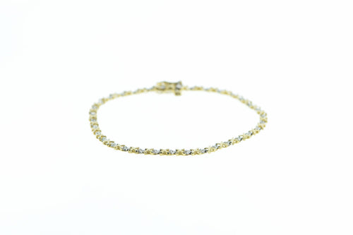 10K Diamond X Criss Cross Vintage Tennis Bracelet 7.25