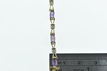 Load image into Gallery viewer, 10K Marquise Amethyst Diamond Vintage Bracelet 6.75&quot; Yellow Gold