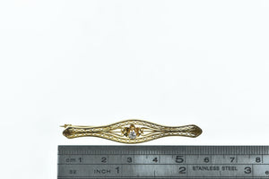 10K Diamond Filigree Vintage Statement Pin/Brooch Yellow Gold