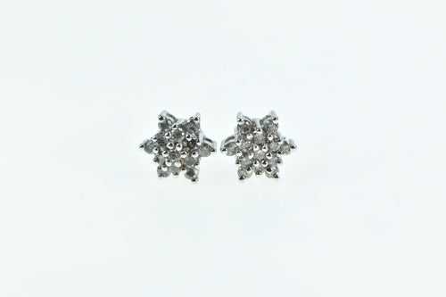 10K 0.56 Ctw Diamond Vintage Cluster Stud Earrings White Gold