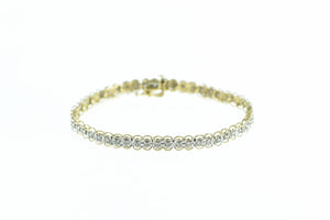 10K 1.50 Ctw Diamond Vintage Classic Tennis Bracelet 7" Yellow Gold