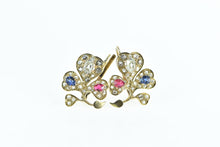 Load image into Gallery viewer, 14K 2 Ctw Victorian Diamond Ruby Sapphire Earrings Yellow Gold