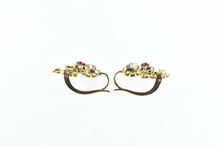 Load image into Gallery viewer, 14K 2 Ctw Victorian Diamond Ruby Sapphire Earrings Yellow Gold