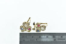 Load image into Gallery viewer, 14K 2 Ctw Victorian Diamond Ruby Sapphire Earrings Yellow Gold