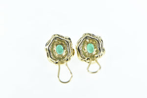 14K 2.75 Ctw Emerald Diamond French Clip Earrings Yellow Gold