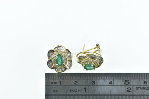 14K 2.75 Ctw Emerald Diamond French Clip Earrings Yellow Gold